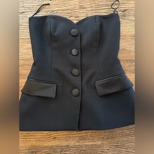 Zara Tuxedo Corset Strapless Top XS